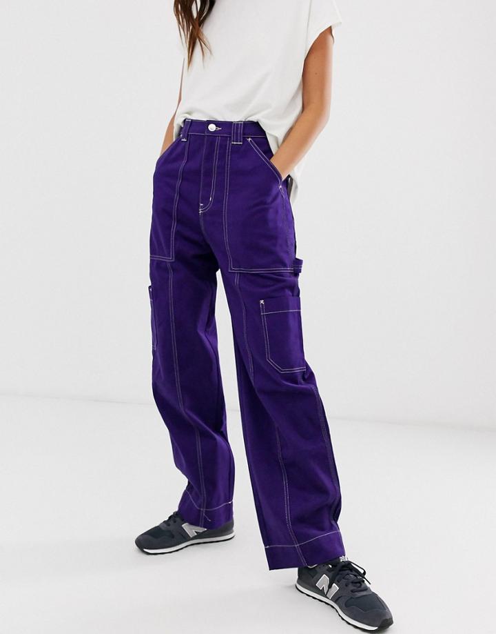 Weekday Pocket Detail Utility Pants In Purple - Purple