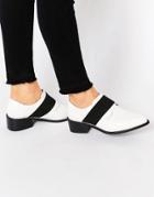 Asos Mix It Up Elastic Detail Pointed Flat Shoes - White