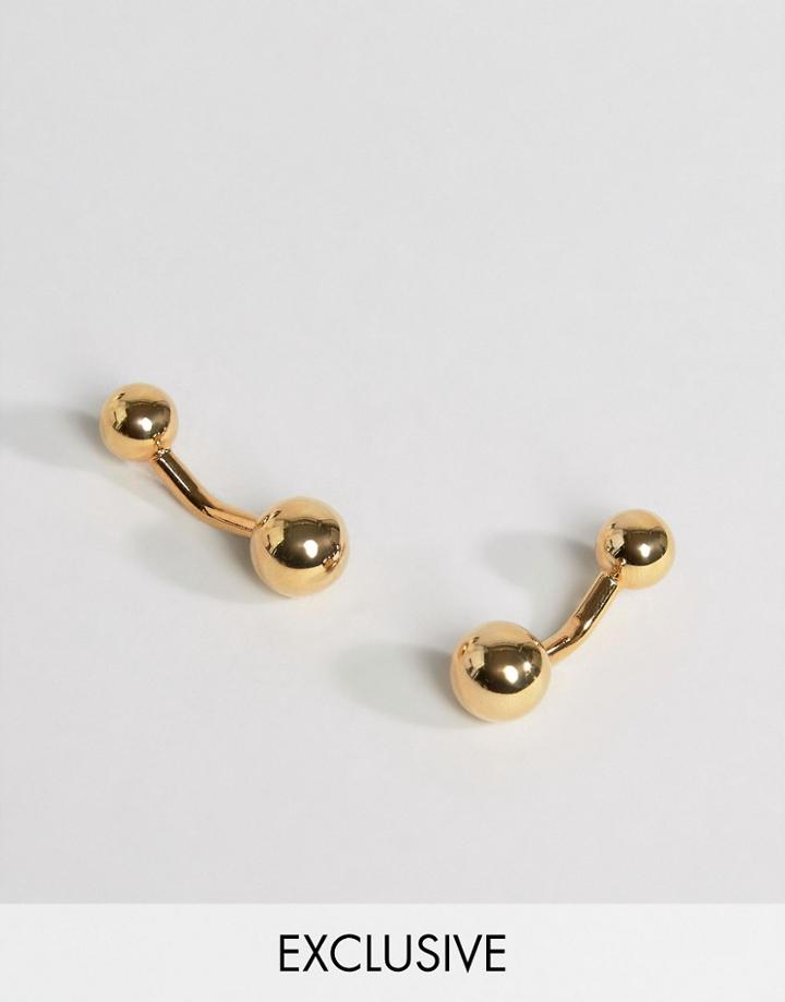 Reclaimed Vintage Double Ball Cufflinks In Gold - Gold