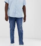 Jack & Jones Intelligence Slim Fit Abrasion Jeans In Dark Wash-blue