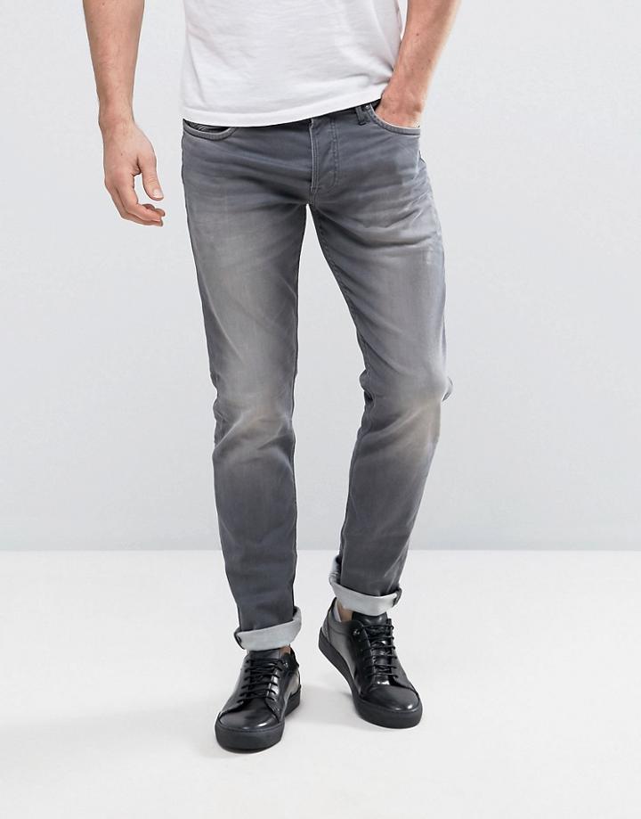 Jack & Jones Intelligence Jeans In Slim Fit Washed Gray Denim - Gray