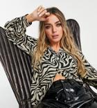 Only Exclusive Oversized Shirt In Zebra Print-multi
