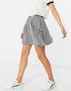 Asos Design Flippy Mini Skirt With Ruched Pocket Detail In Textured Gingham Print-multi