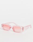 My Accessories London 90s Rectangle Sunglasses In Sheer Pink Drench