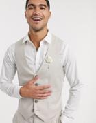 Asos Design Wedding Super Skinny Suit Suit Vest In Stretch Cotton Linen In Stone-neutral