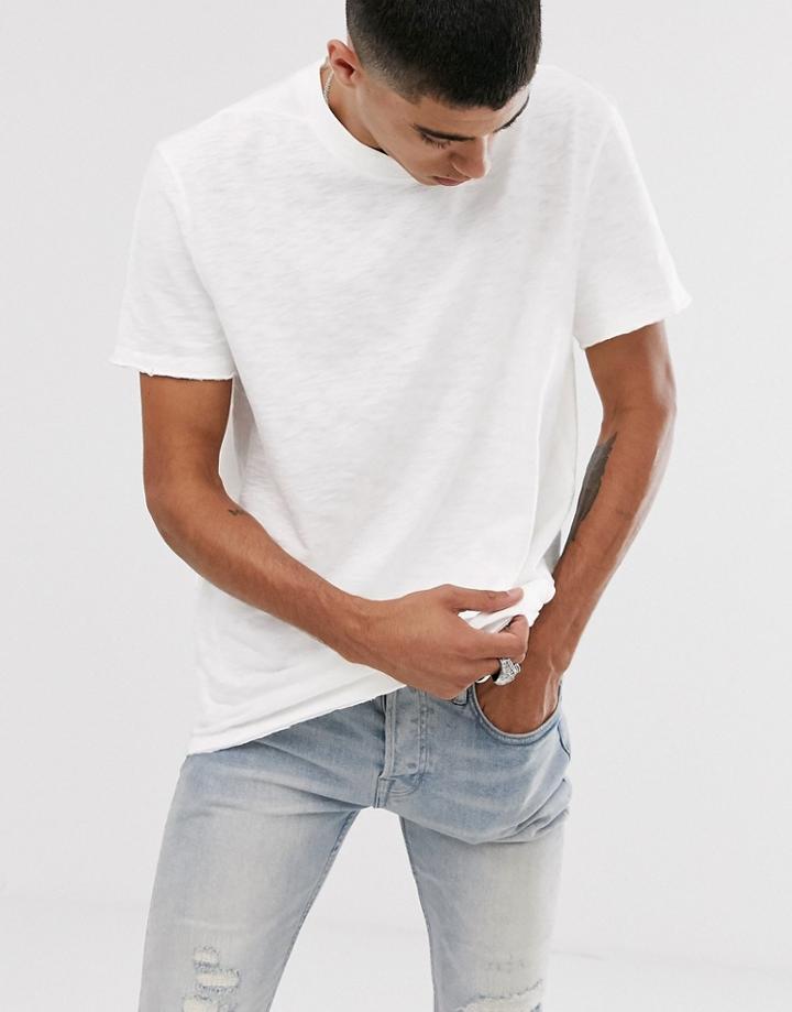 Allsaints Oversized Crew Neck T-shirt With Logo In White - White