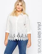 Alice & You Shirt With Lace Cutwork Hem - White