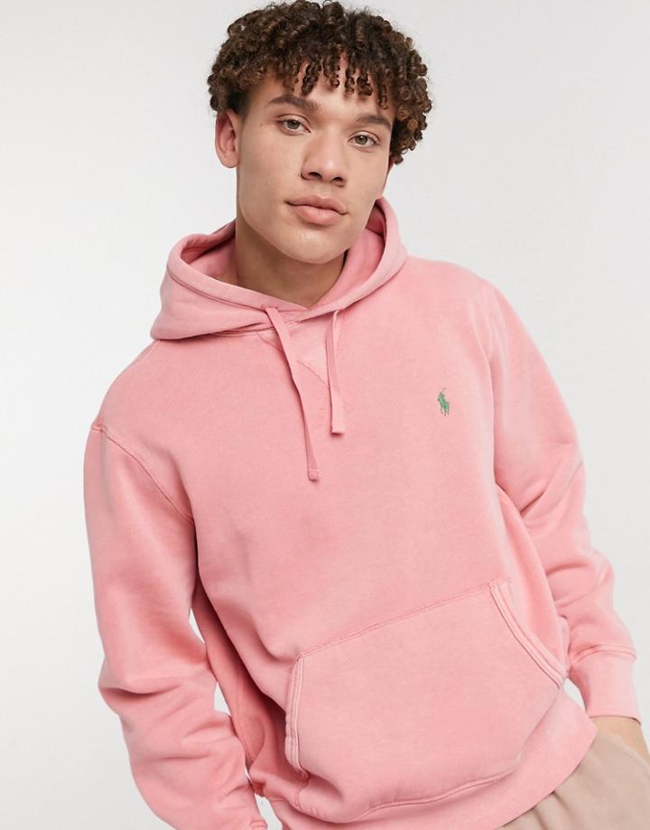 Polo Ralph Lauren Player Logo Hoodie In Desert Rose Pink