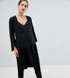 Flounce London Maternity Tie Front Top-black