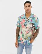 Asos Design Regular Fit Oriental Print Shirt - Multi