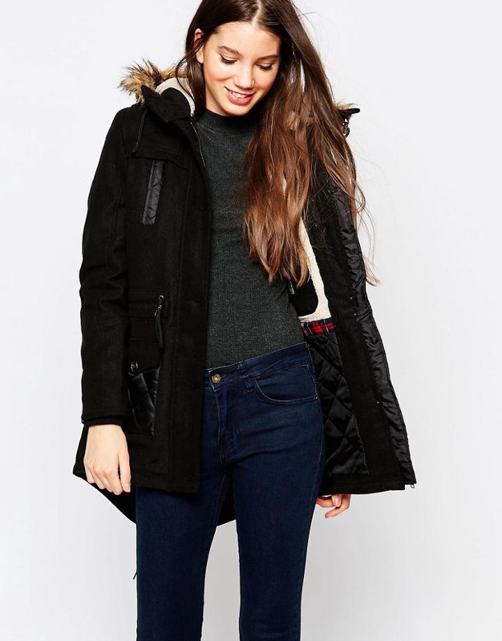 Bellfield Melton Contrast Parka - Black