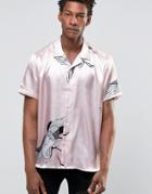 Asos Shirt With Stalk Print In Silk Feel - Dusty Pink
