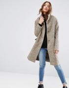 Asos Oversized Coat In Wool Blend With Funnel Neck - Pink