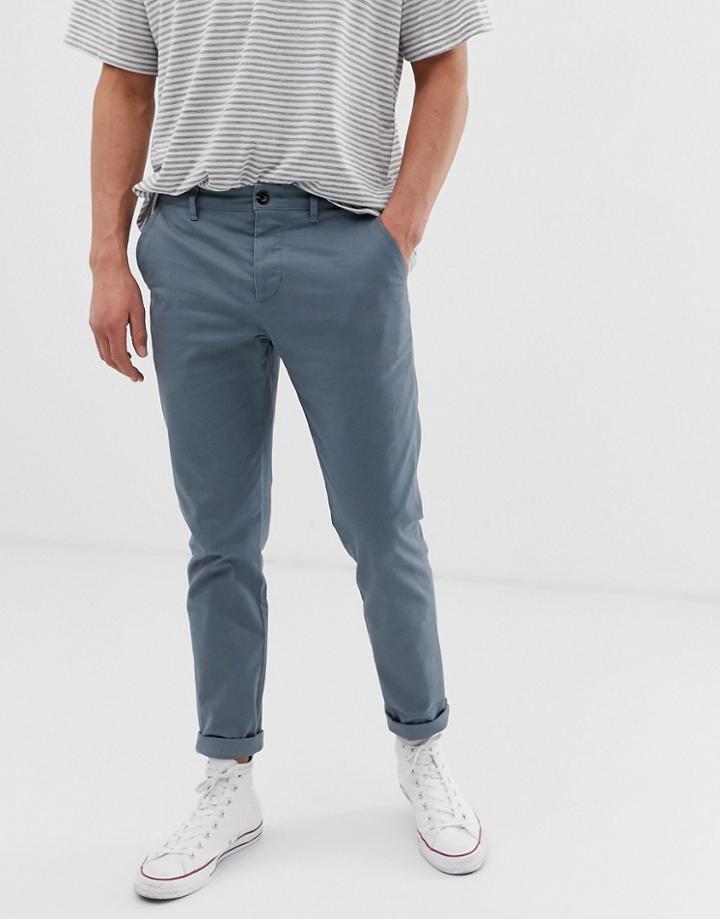 Asos Design Slim Chinos In Storm Gray-blue