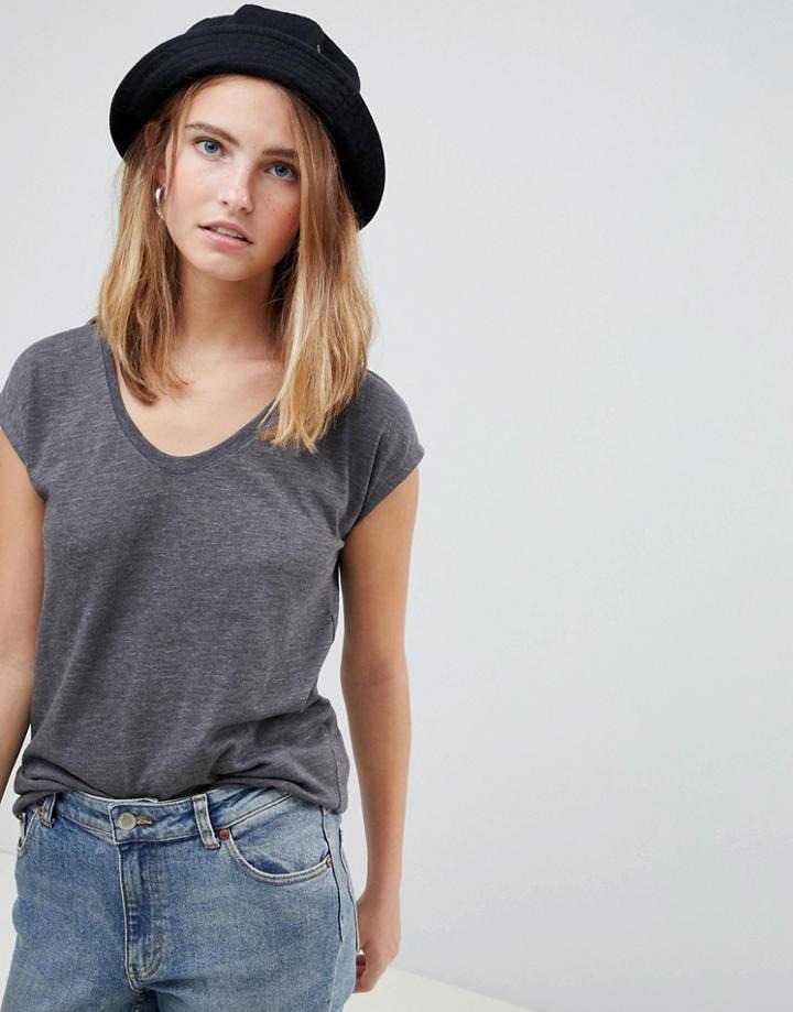 Only Casa Sannie Scoop Neck Top - Gray