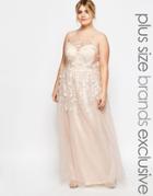 Chi Chi London Plus Embroidered Halter Maxi Dress - Blush