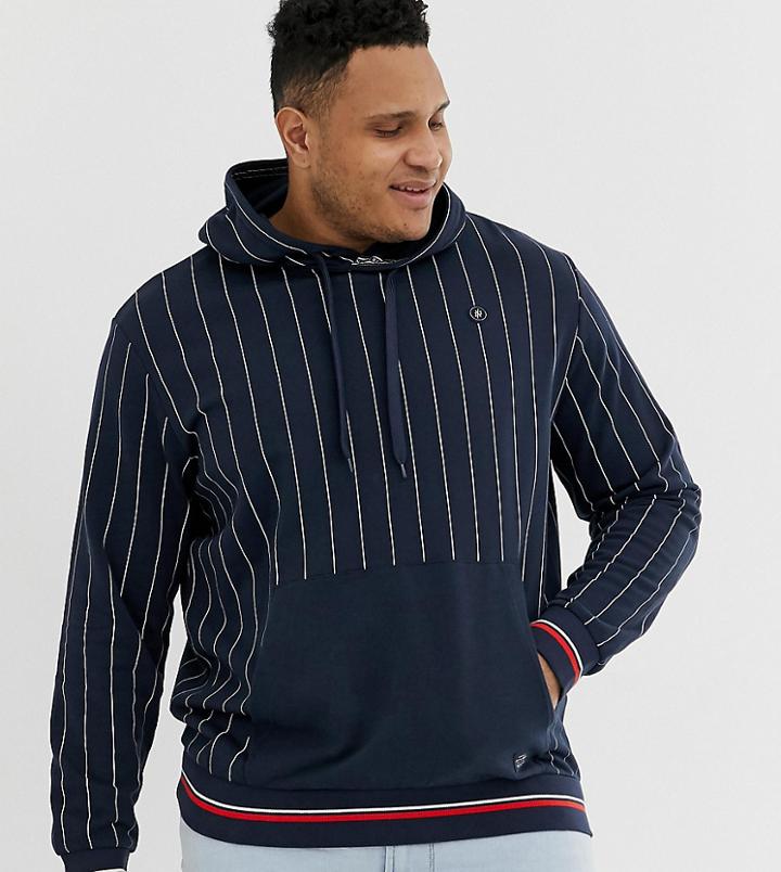 Jack & Jones Originals Plus Size Hoodie With Vertical Stripe - Navy