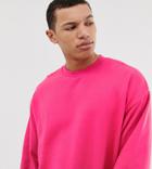 Asos Design Tall Oversized Sweatshirt In Bright Pink - Pink