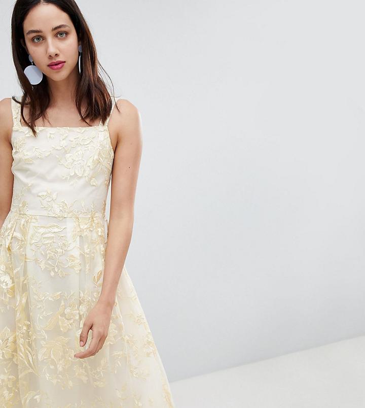 Dolly & Delicious All Over Embroidered Floral Lace Midi Prom Dress - Multi