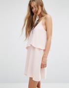 Mango Ruffle Double Layer Dress - Pink