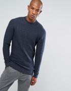 Selected Homme Knitted Sweater With Texture Detail In 100% Cotton - Navy