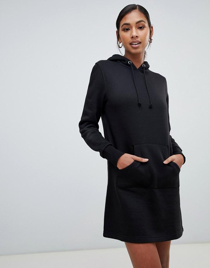 Brave Soul Sweatshirt Dress With Hood - Black