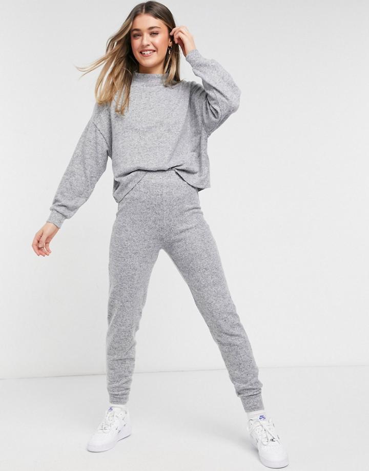 New Look Knitted Sweatpants Set In Gray-grey