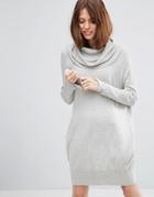 Asos Lounge Sweater Dress With Oversized Cowl Neck - Gray
