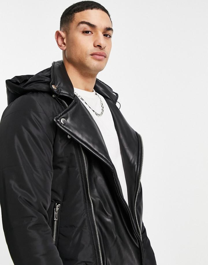 Bolongaro Trevor Kyro Faux Leather Trim Puffer Jacket-black