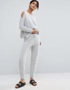 Asos Lounge Co Ord Knitted Joggers In Fluffy Yarn - Gray