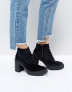 St Sana Velvet Platform Chunky Heel Boot - Black
