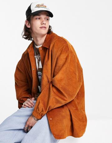Asos Design Extreme Oversized Coach Jacket In Tan-copper