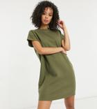 Asos Design Tall Super Soft T-shirt Dress In Dark Green