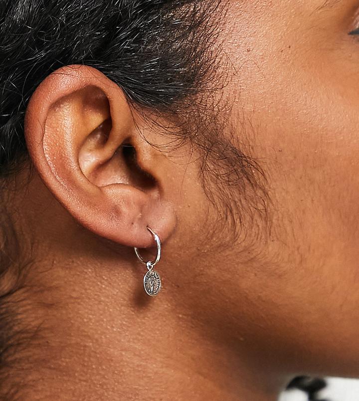 Kingsley Ryan Sterling Silver Coin Charm Hoop Earrings