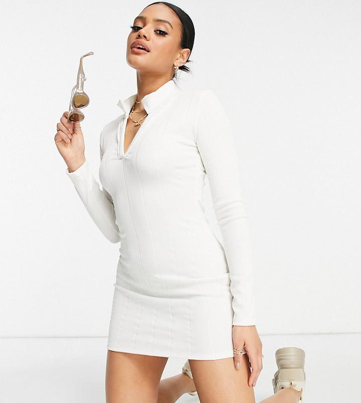 Asyou Polo Body-conscious Dress In Ecru-white