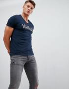 Armani Exchange Slim Fit V-neck Logo T-shirt In Navy - Navy