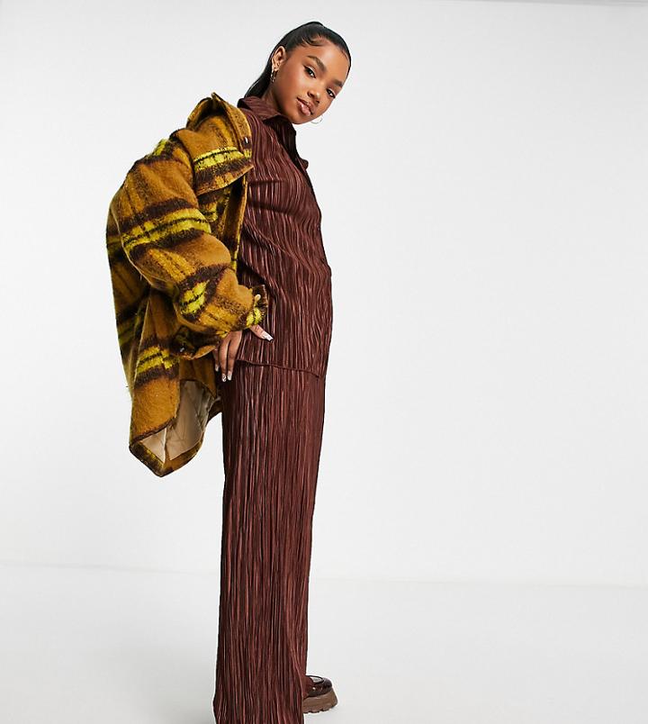 Stradivarius Pleated Pants In Chocolate Brown - Part Of A Set
