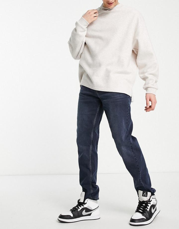 New Look Straight Fit Jeans In Dark Blue