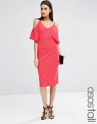 Asos Tall Pencil Dress With Cold Shoulder - Fuchsia