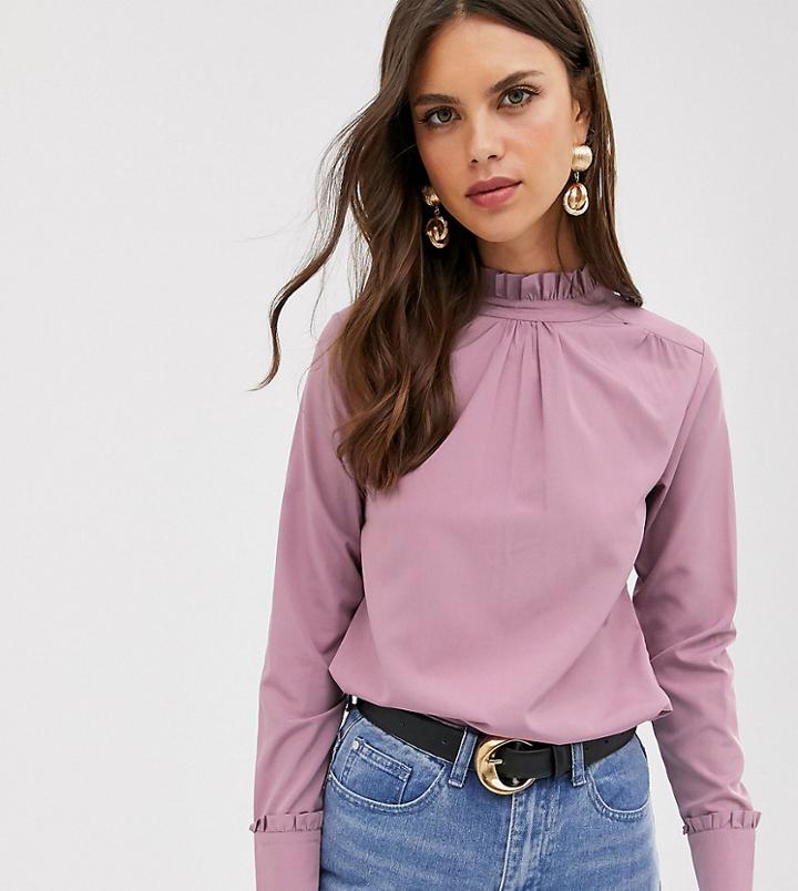 Verona High Neck Long Sleeve Top In Dusty Rose - Pink