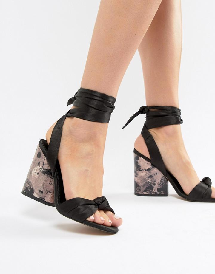 Asos Design Hazy Knotted Heeled Sandals-black