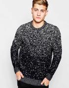 Bellfield Knitted Christmas Jumper With Snow Effect - Black