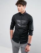 Casual Friday Shirt With Tonal Panel In Regular Fit - Black