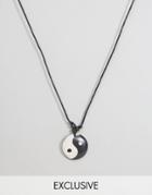 Reclaimed Vintage Inspired Necklace With Yin Yang Pendant - Black