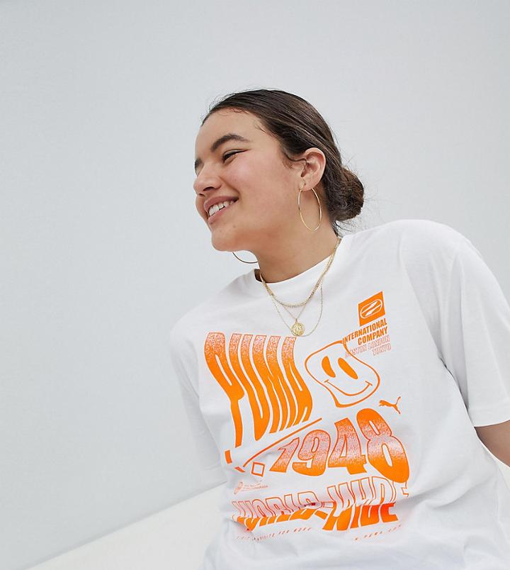 Puma Exclusive To Asos Plus T-shirt With Acid Graphic In White - White
