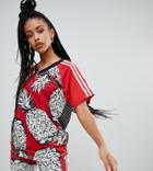 Adidas Originals X Farm Three Stripe T-shirt In Pineapple Print - Multi