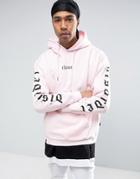 Wasted Paris Hoodie With Disorder Sleeve Print In Pink - Pink