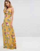 New Look Floral Ruffle Maxi Dress - Yellow