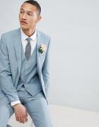 Moss London Skinny Wedding Suit Jacket In Sage-green