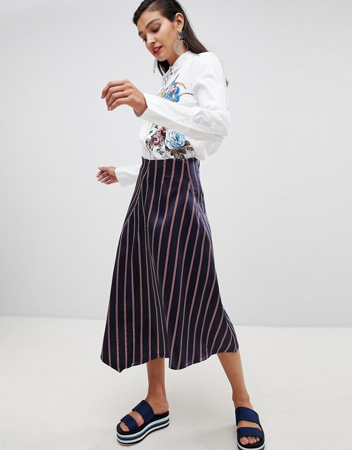 Sportmax Code Midi Wrap Skirt In Stripe - Blue